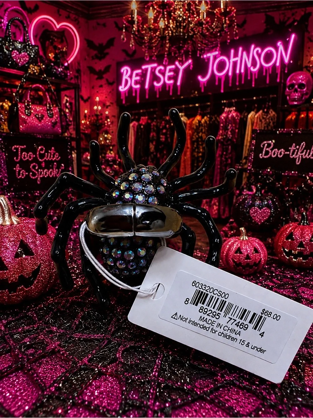 Betsey Johnson Black Spider Cocktail Ring